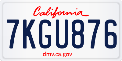 CA license plate 7KGU876