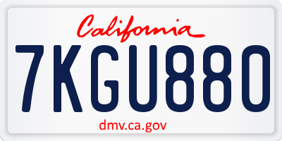 CA license plate 7KGU880
