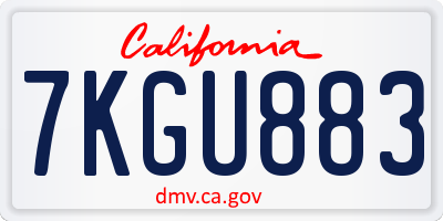 CA license plate 7KGU883