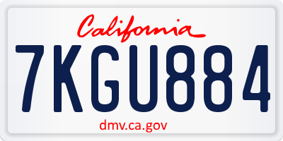 CA license plate 7KGU884