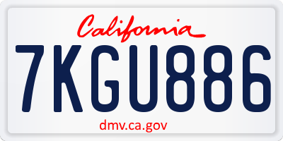 CA license plate 7KGU886