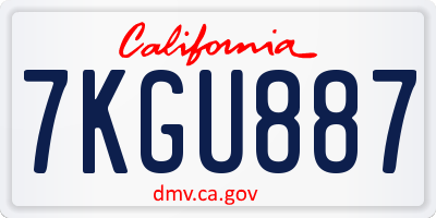 CA license plate 7KGU887