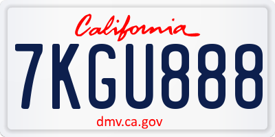 CA license plate 7KGU888