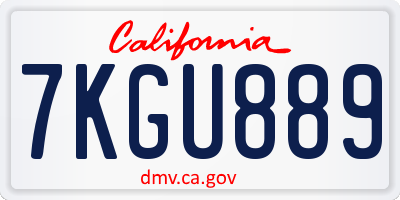 CA license plate 7KGU889