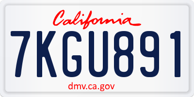 CA license plate 7KGU891