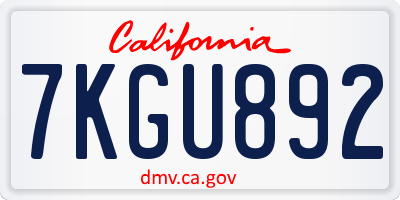 CA license plate 7KGU892
