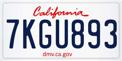 CA license plate 7KGU893