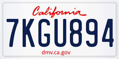 CA license plate 7KGU894