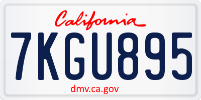 CA license plate 7KGU895