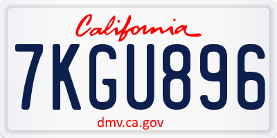 CA license plate 7KGU896