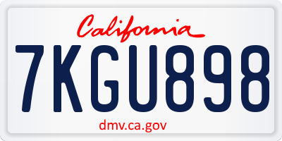 CA license plate 7KGU898