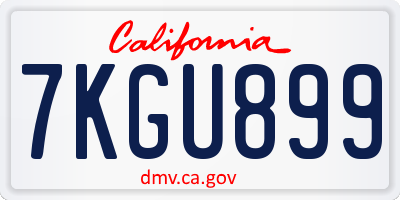 CA license plate 7KGU899