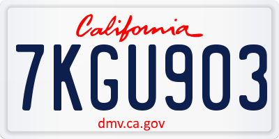 CA license plate 7KGU903