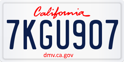 CA license plate 7KGU907