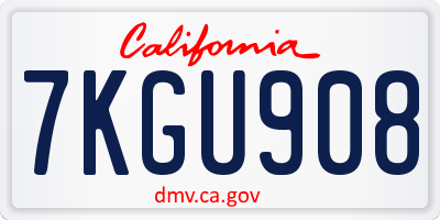 CA license plate 7KGU908