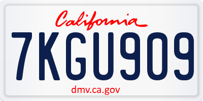 CA license plate 7KGU909