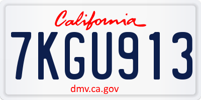 CA license plate 7KGU913