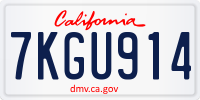 CA license plate 7KGU914
