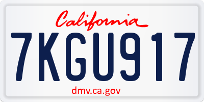 CA license plate 7KGU917