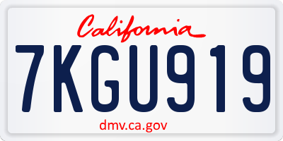 CA license plate 7KGU919