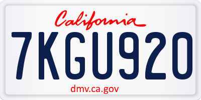 CA license plate 7KGU920