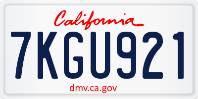 CA license plate 7KGU921