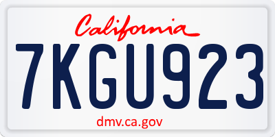 CA license plate 7KGU923