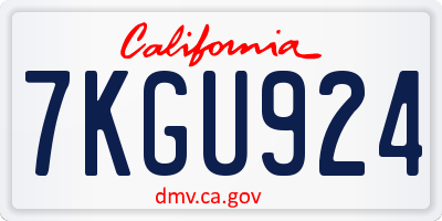 CA license plate 7KGU924