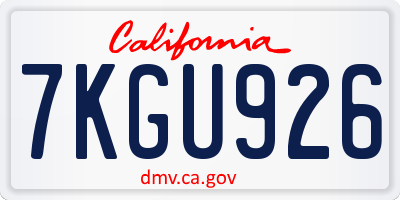 CA license plate 7KGU926