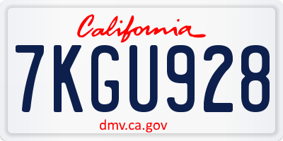 CA license plate 7KGU928