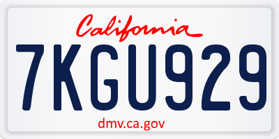 CA license plate 7KGU929