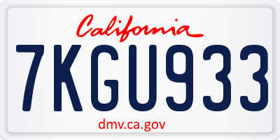 CA license plate 7KGU933