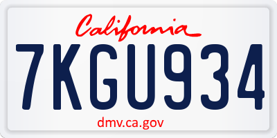 CA license plate 7KGU934