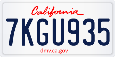 CA license plate 7KGU935