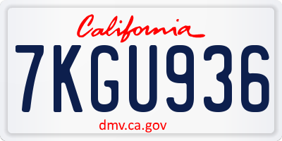 CA license plate 7KGU936