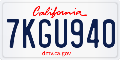 CA license plate 7KGU940