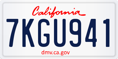 CA license plate 7KGU941