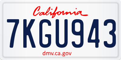 CA license plate 7KGU943