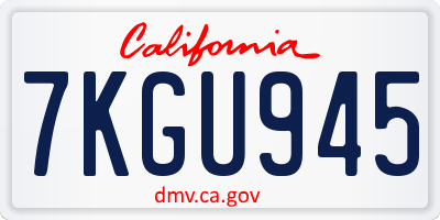 CA license plate 7KGU945