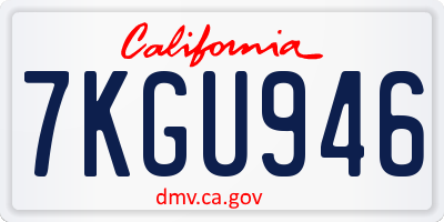 CA license plate 7KGU946