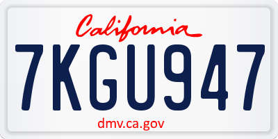 CA license plate 7KGU947