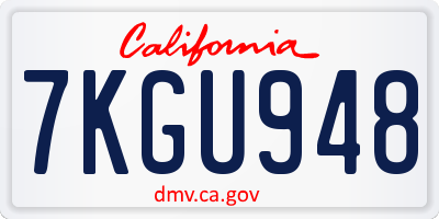 CA license plate 7KGU948