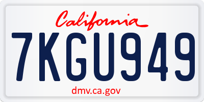 CA license plate 7KGU949