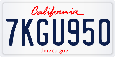 CA license plate 7KGU950