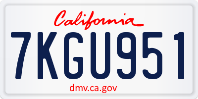 CA license plate 7KGU951