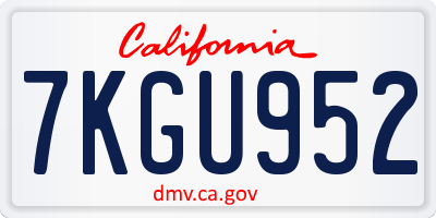CA license plate 7KGU952