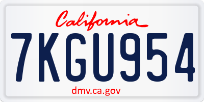 CA license plate 7KGU954