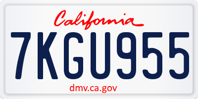 CA license plate 7KGU955