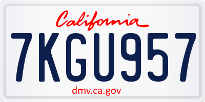 CA license plate 7KGU957