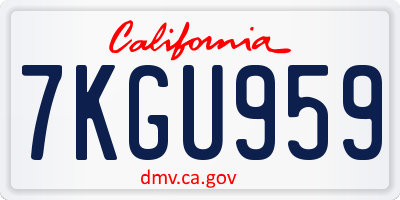 CA license plate 7KGU959